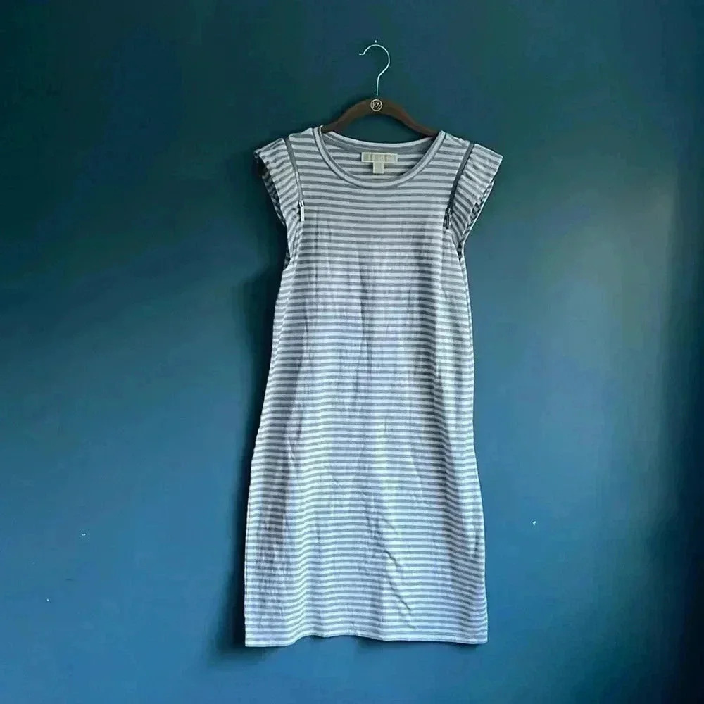 MICHAEL Michael Kors, gray‎ and white striped short sleeve dress woman’s size S